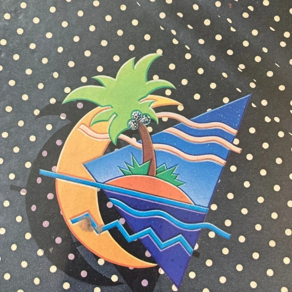Trapper Keeper Designer Series 3 Ring Binder Navy Polka Dot Palm Tree-2 folders